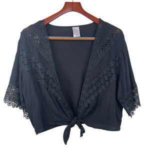 No Boundaries Womens Top Sz XL Lace Whimsgoth Dark Fairy Boho Gothic Delicate